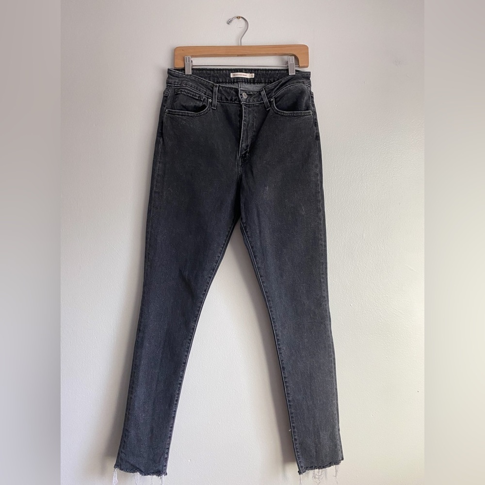 Levi’s 721 High Rise Waisted Skinny Raw Hem Black Classic Cowboy western Size 31 - Picture 8 of 10